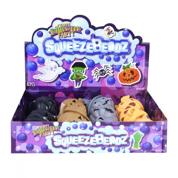 Pumpkin Skeleton Stretchy Squeeze Beadz Halloween Toys Wholesale Box of 12 Henbrandt