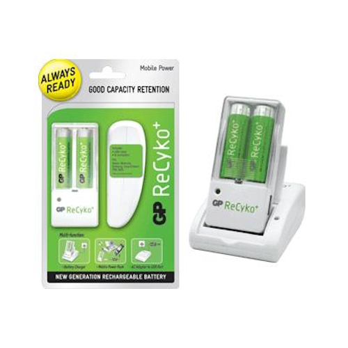 AR07 GP ReCyko 5 Hour Mobile Power Battery Charger & 2 AA Rechargeable Batteries