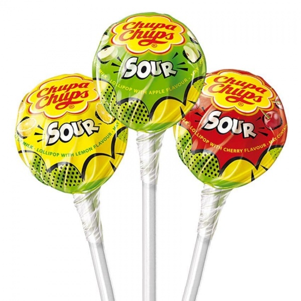 10 x Mixed Sour Chupa Chups Lollipops Sweets Lollies 12g