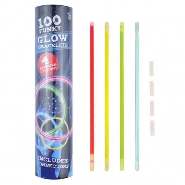 100  Funky Glow Bracelets - Glowstick Tubes & Connectors Henbrandt