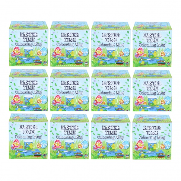 12 x Easter Time Colouring Mugs - Colour Your Own Arts & Crafts - Wholesale Bulk Buy