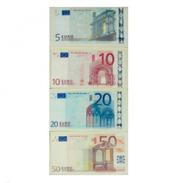 EURO Note Money Novelty Erasers Realistic 5 10 20 & 50 Notes (Set of 4)