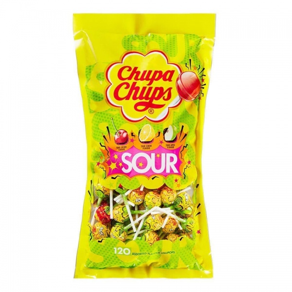 120 x Sour Chupa Chups Lollipops Sweets Lollies 12g Each Wholesale Refill Bag