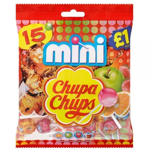 15 x Mini Chupa Chups Lollipop Sweets Lollies Bag 90g