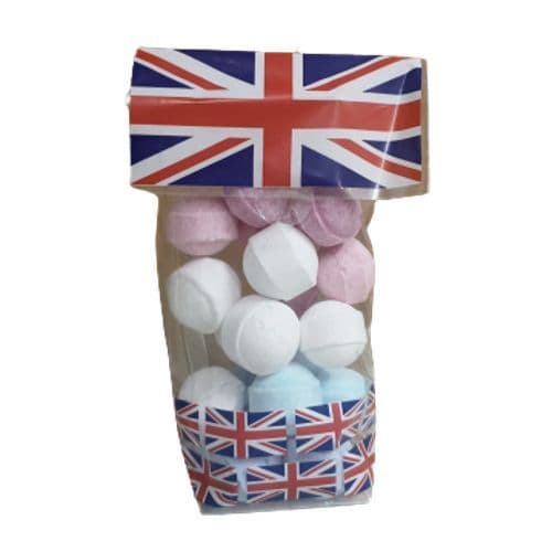 20 x Mini Marbles Fizzers Union Jack Gift Bag Bath Bubble & Beyond 200g