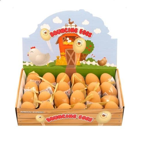24 x Bouncy Egg Rubber Balls - Fake Eggs - Easter Wholesale Bulk Buy