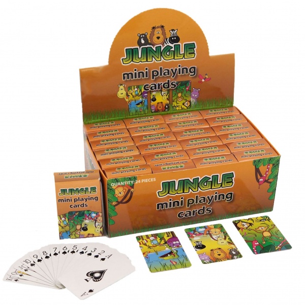 24 x Jungle Animals Themed Mini Packs Playing Cards - Wholesale Bulk Buy Party Bag Fillers