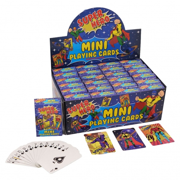24 x Super Hero Themed Mini Packs Playing Cards - Wholesale Bulk Buy Party Bag Fillers