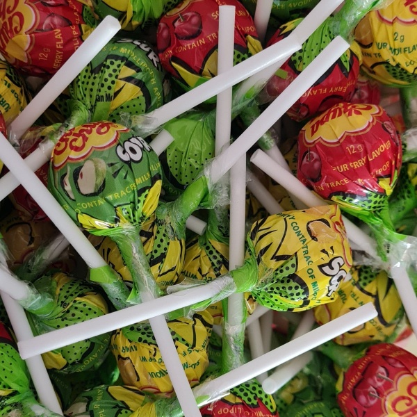 30 x Mixed Sour Chupa Chups Lollipops Sweets Lollies 12g