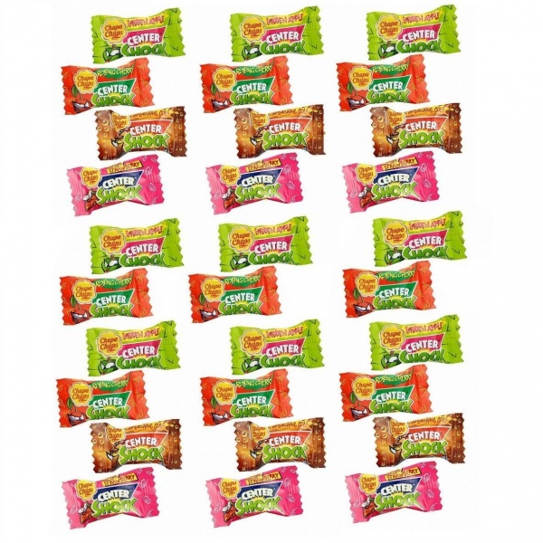 30 x Sour Mix Centre Shock Chupa Chups Chewing Bubblegum Candy Sweets