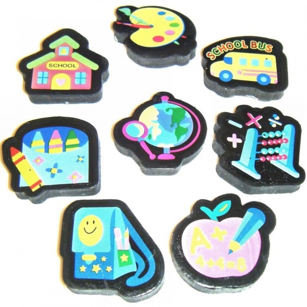 36 x School Classroom Themed Novelty Erasers Rubbers Wholesale Bulk Buy