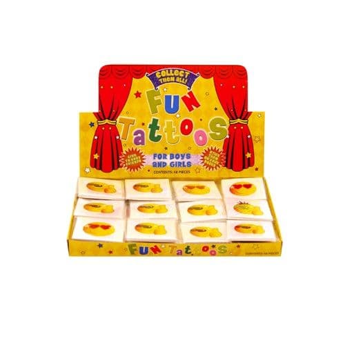 48 x Smiley Face - Packs of 12 Mini Tattoos Wholesale Box
