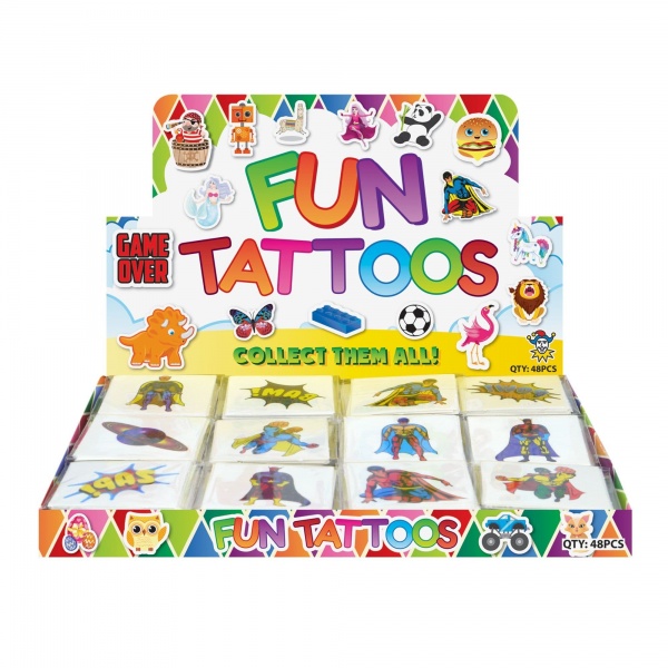 48 x Super Heroes - Packs of 12 Mini Tattoos Wholesale Box