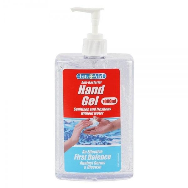 60% Alcohol Hand Gel Sanitizer Pump Bottle 1st Aid PMS International 1000ml