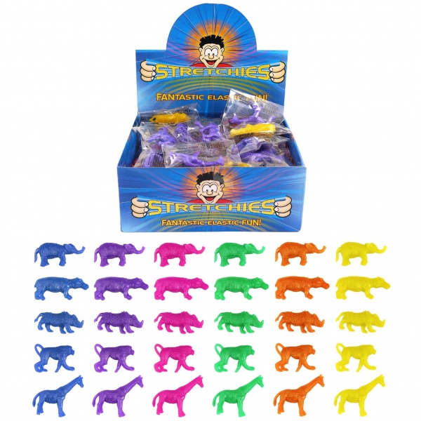 84 x Stretchy Jungle Animals - Stretchies Party Bag Fillers Favours Toys - Wholesale Bulk Buy