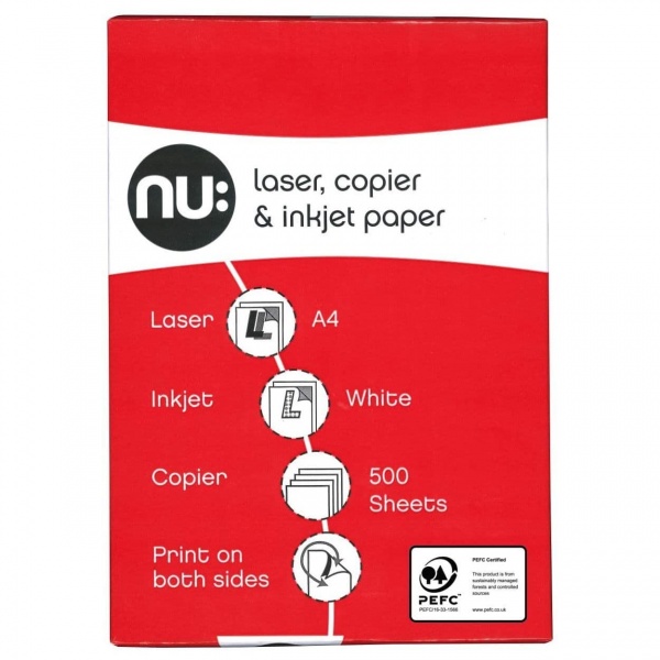 A4 Laser, Copier & Inkjet White Printer Paper Nu 500 Sheets (1 Ream)