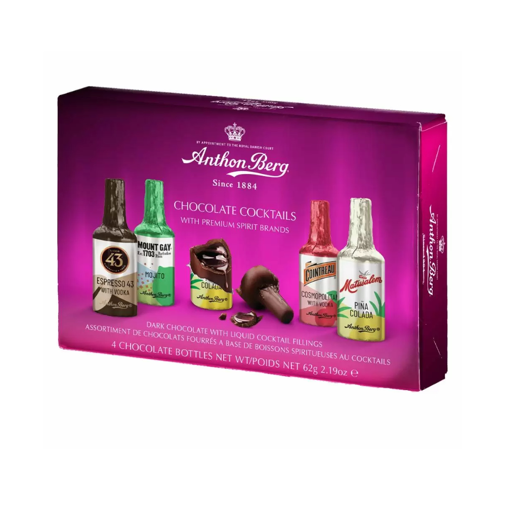 Box of 4 Cocktail Liqueurs Filled Dark Chocolates Anthon Berg 62g