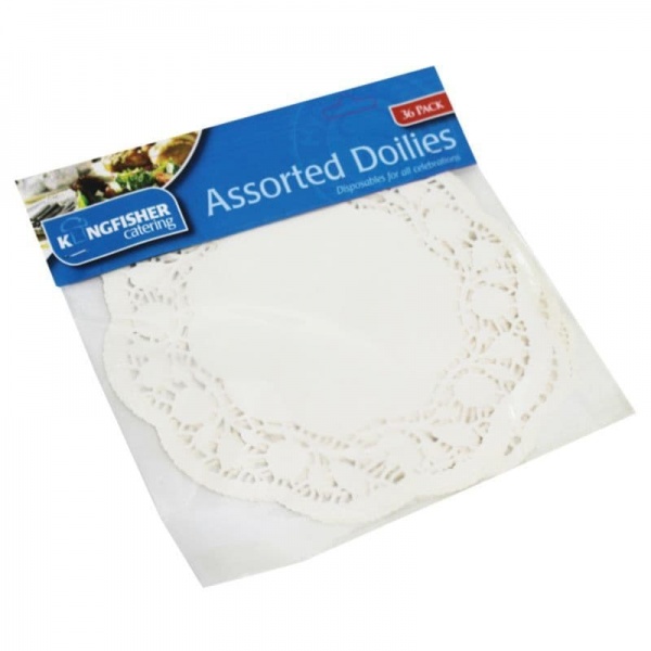 Assorted Sizes Paper Doilies Kingfisher Catering (36 Pack)