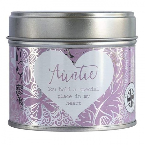Auntie Linen Scented Candle Tin Said With Sentiment Arora Design