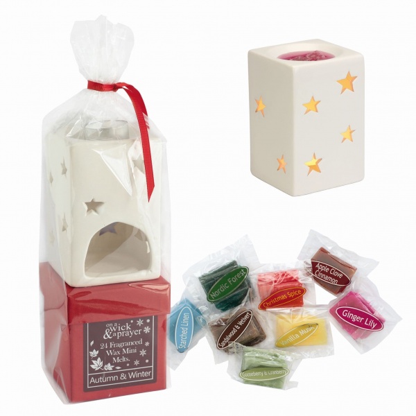 Autumn Winter - Mini Wax Melts & Burner Gift Box Set On A Wick & A Prayer