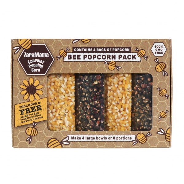 Bee Popcorn  & Sunflower Seeds Gift Box 360g - ZaraMama Gourmet Popping Corn