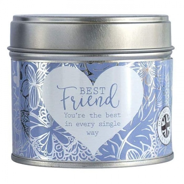 Best Friend Linen Scented Candle Tin Said With Sentiment Arora Design