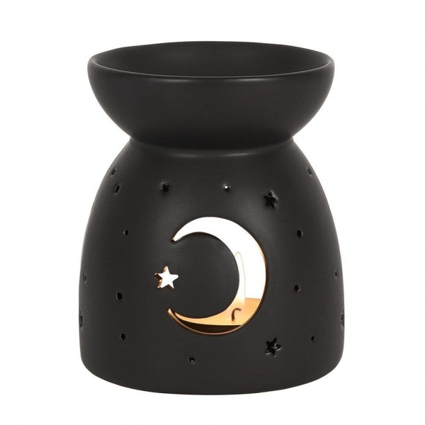 Black Mystical Moon Cut Out Oil Burner / Wax Melt Warmer Spirit of Equinox