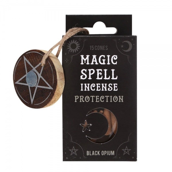 Black Opium Protection Magic Spell Incense Cones & Holder Spirit of Equinox