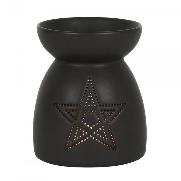 Black Pentagram Cut Out Oil Burner / Wax Melt Warmer Spirit of Equinox