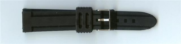 Black Rubber Watch Strap 18mm (Silver Buckle)