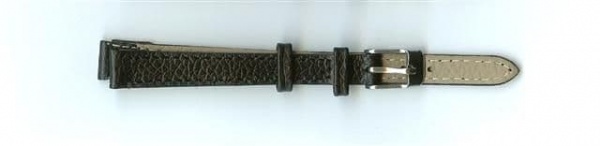 Black Skin Print Leather Watch Strap 10mm (Silver Buckle)