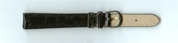 Black Skin Print Leather Watch Strap 14mm (Silver Buckle)