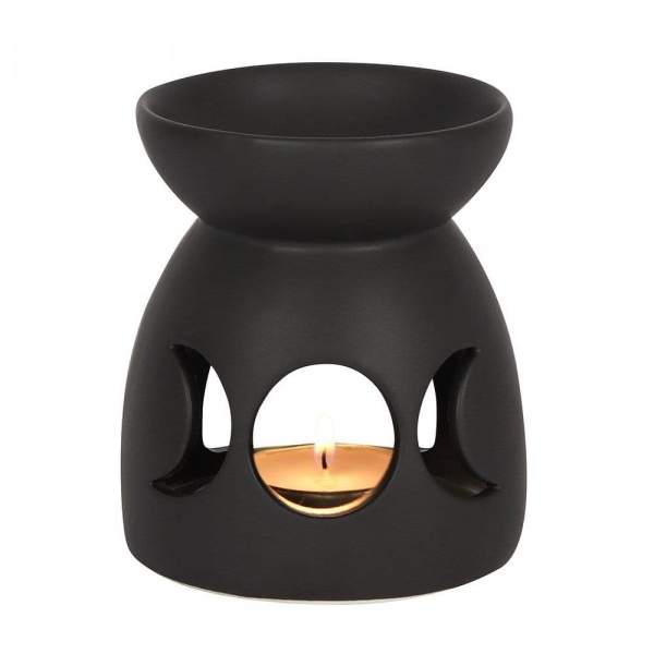 Black Triple Moon Cut Out Oil Burner / Wax Melt Warmer Spirit of Equinox