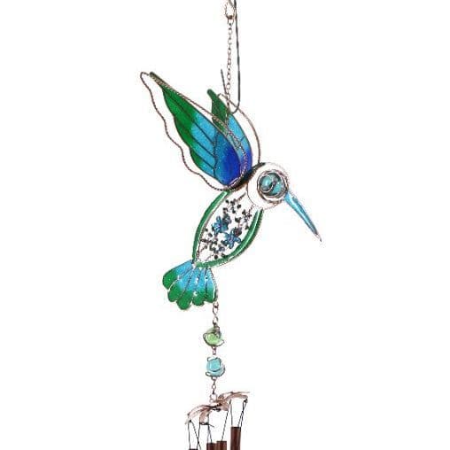 Blue & Green Hummingbird Windchime - 74cm Hanging  Garden Sun Catcher Wind Chimes