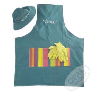 Blue Ladies & Mens Adults Apron, Beany Hat & Gardening Gloves Gift Set