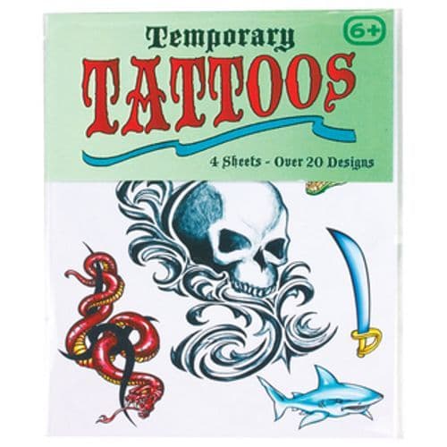 Boys Designs Temporary Skin Tattoos Transfers 4 Sheets Per Pack Tobar