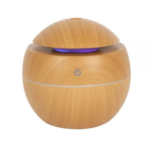 Brown Wood Grain Effect Small Round USB Ultrasonic Aroma Humidifier / Diffuser Jones Home & Gift