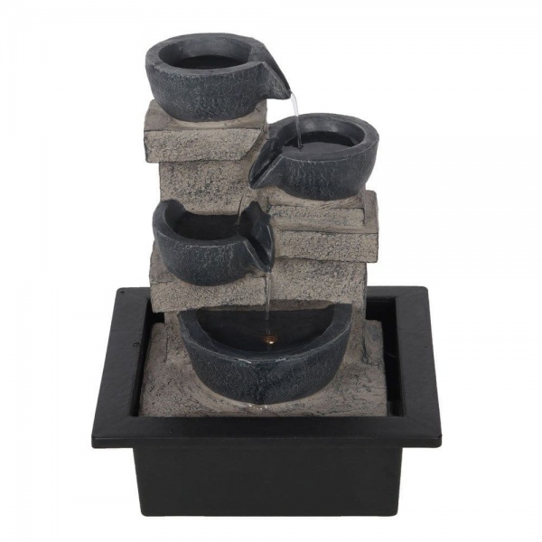 Cascading Pots Indoor Tabletop LED Water Feature Fountain