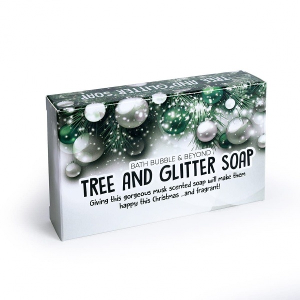 Christmas Tree Glitter Snowmusk Glycerin Soap Slice - Bath Bubble & Beyond 120g