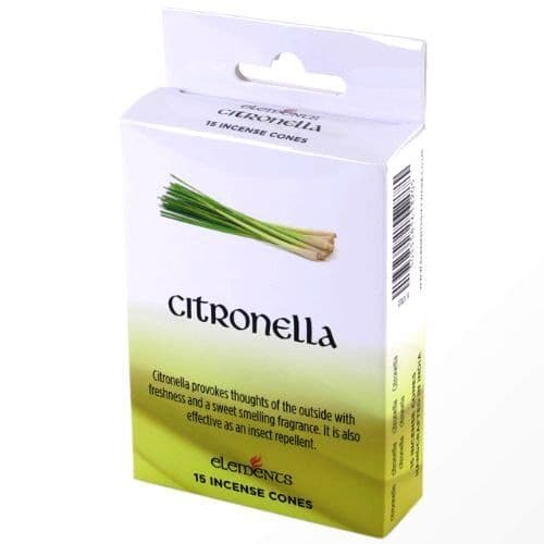 Citronella Scented Incense Cones Elements Indian - Box Of 15