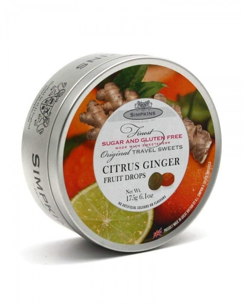 Citrus Ginger Sugar & Gluten Free - Simpkins Traditional Travel Sweets Tin 175g