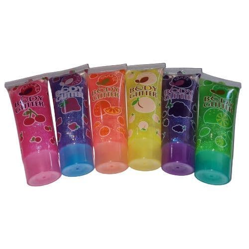 Coloured Glitter Body Gel Assorted Fruity Colours 30ml (Set of 6)