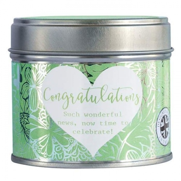 Congratulations Scented Candle Tin Said With Sentiment Arora Design