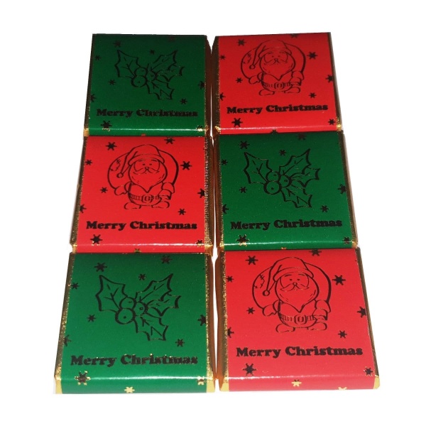 Dark Chocolate Red & Green - Merry Christmas Neapolitans Squares Whitakers Chocolates 5g