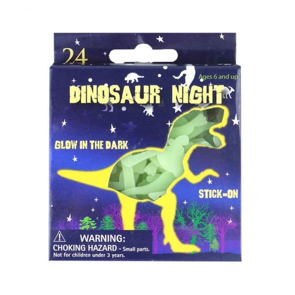 Dinosaur Night Pack of 24 Glow In The Dark Stick On Shapes Henbrandt