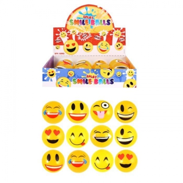 Emoji Smile Face Splat Ball - Squidgy Throwing Toy Yellow