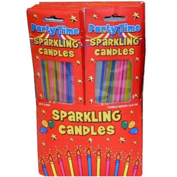 Extra Long Sparkling Candles For Birthday Cakes Wholesale Bulk Buy Henbrandt (24 x Packs of 18)