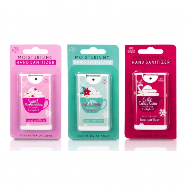 Festive Christmas Cups Moisturising Hand Sanitizer Sprays 15ml Mad Beauty (Set of 3)