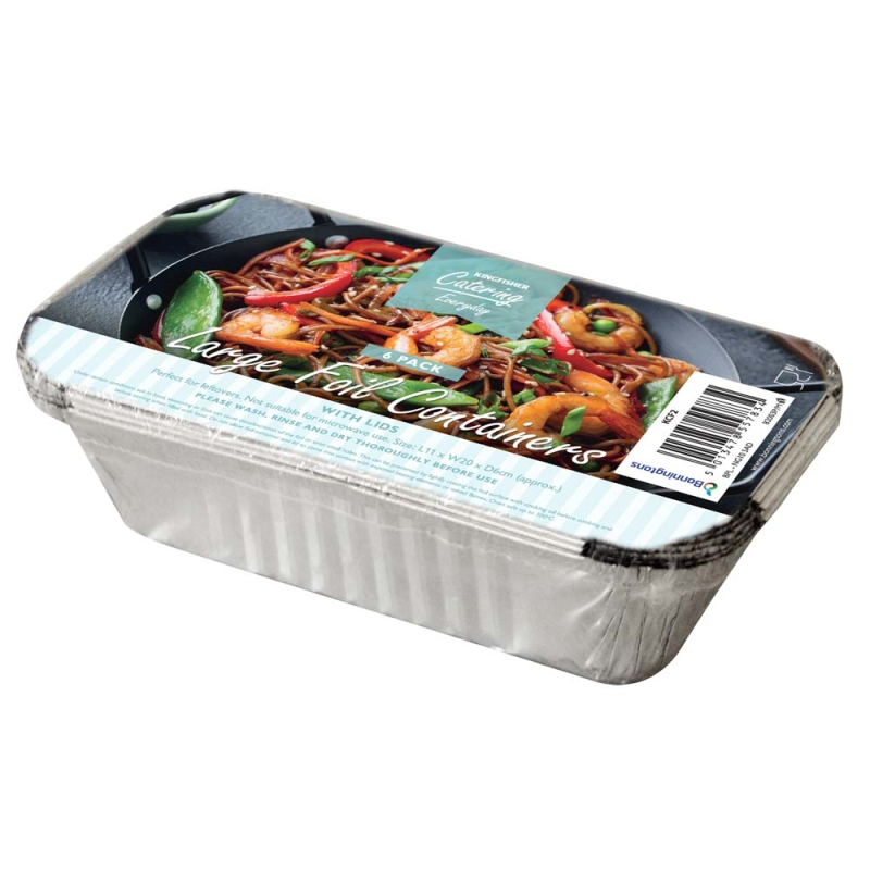 Large Foil Trays & Lids - Kingfisher Catering Love To Cook Pack of 6