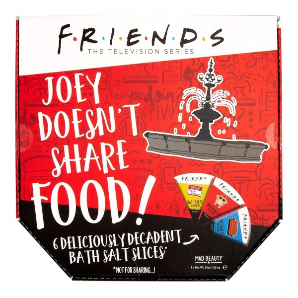 Friends Joey Doesn't Share Food! Pizza Box Bath Salts Gift Set Mad Beauty 240g